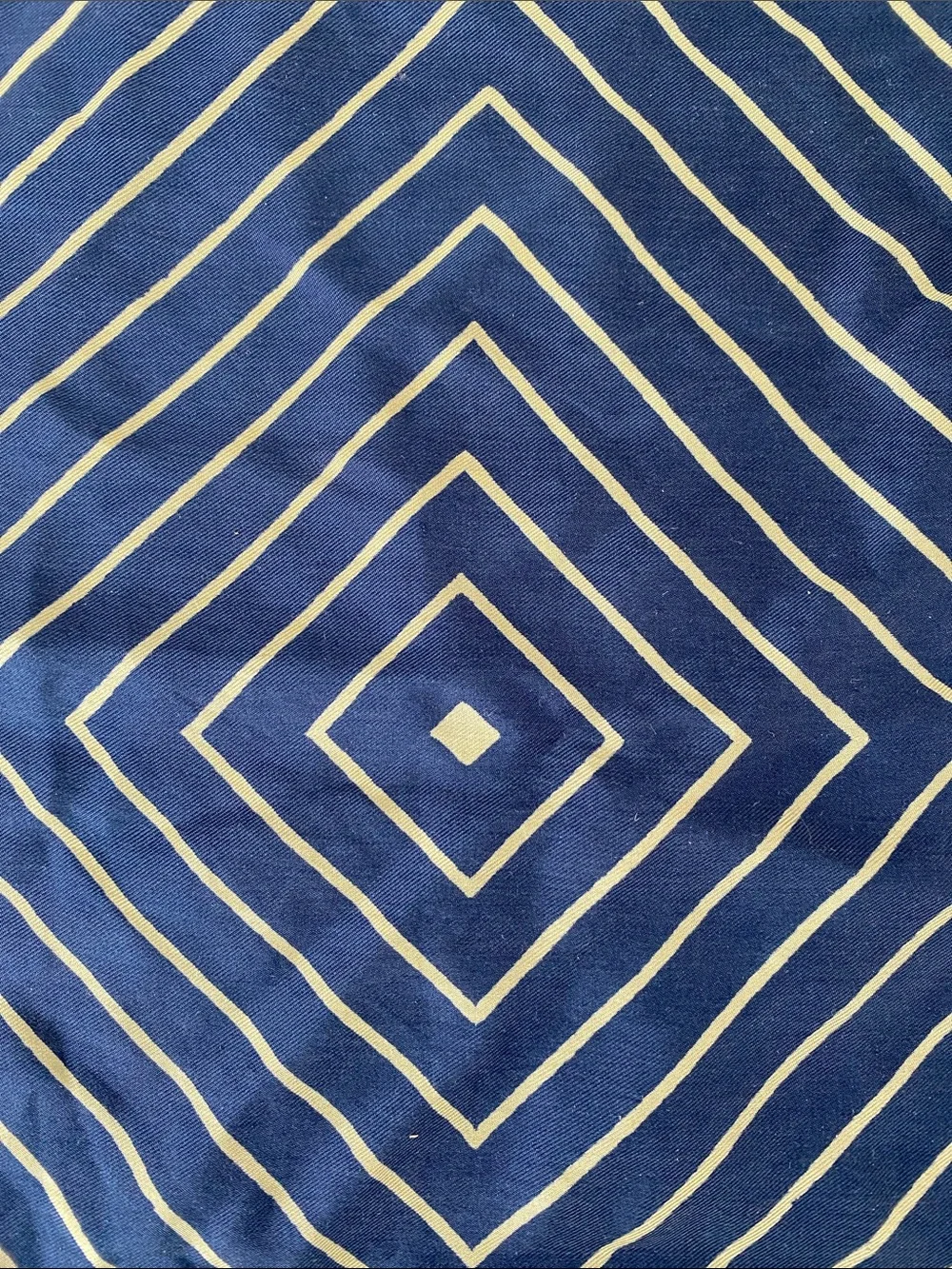 Vintage Navy & Lime Italian Silk Scarf 18” Hand-rolled Hem Detailing Preppy Chic